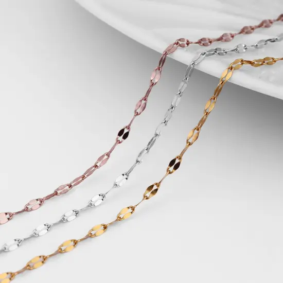 Stainless Steel PVD Coated 2mm Lip Chain 164' Spool 50 meter Gold {6}