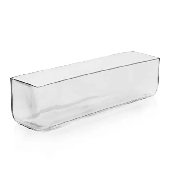 Glass Rectangle Vase (H:4" Open:16"x4") | Multiple Size Choices Rectangular Flower Vase Centerpieces | Decorative Wedding Centerpiece Vases | Glass Terrarium Container {2}