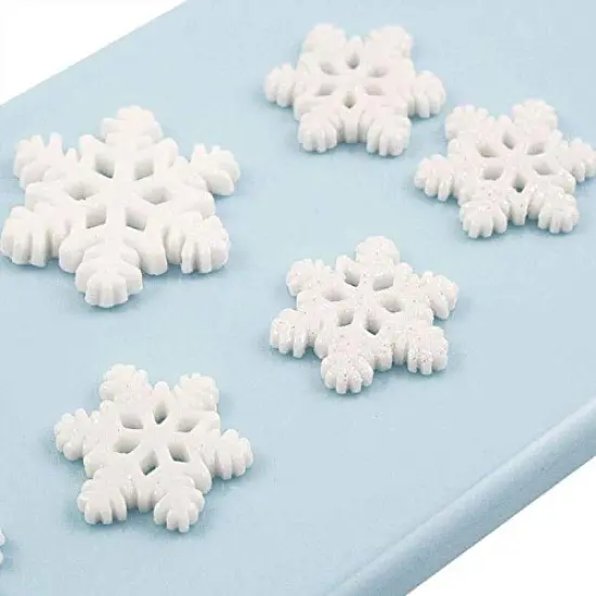 32 Pieces Christmas Snowflake Resin Glitter Charms Flatback Resin Embellishment Ornaments for Scrapbooking, DIY Crafts, Hair Clip, Xmas Decor {2}