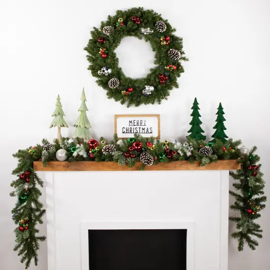 Northlight Pre-Lit Battery Operated Canadian Pine Christmas Wreath - 30" - Multi-Color LED Lights Green {3}