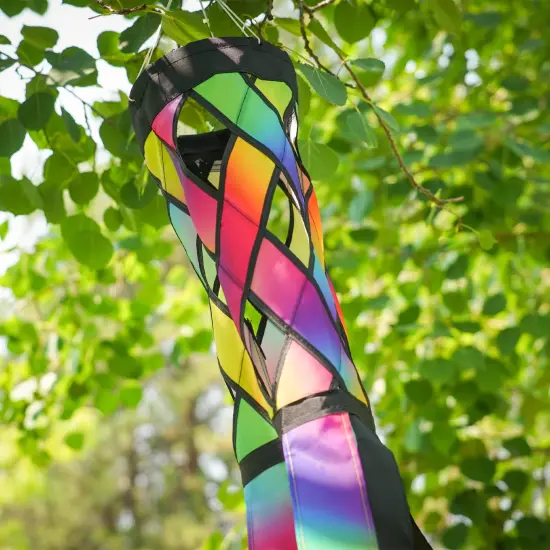In the Breeze 5215 &mdash; Jewel Diagonal Weave 40" Windsock &mdash; Colorful Lattice Windsock with Color-Coordinated Tails {4}