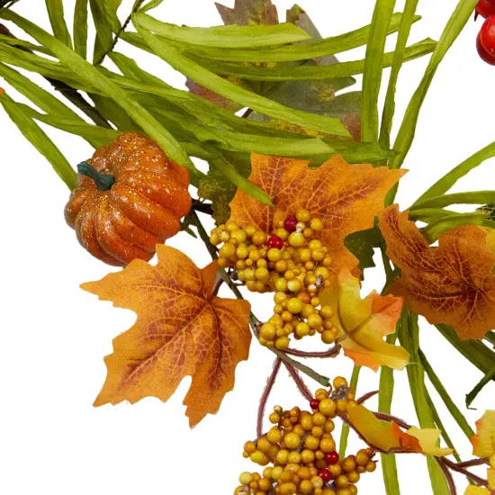 Northlight Mini Pumpkins and Berry Clusters Artificial Fall Harvest Garland - 5' x 10" - Green and Orange {4}