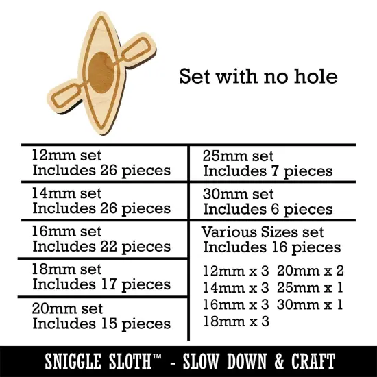 Kayak with Paddle Icon Mini Wood Shape Charms Jewelry DIY Craft {1}