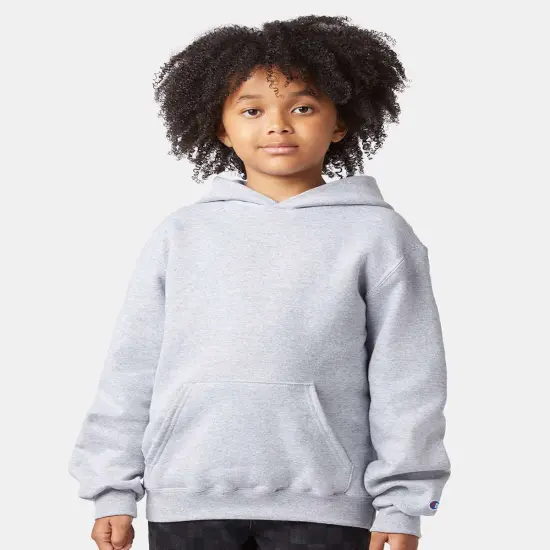 Champion&reg; Powerblend Youth Hooded Sweatshirt Light steel {5}