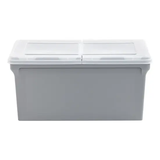 Wing-Lid Latter Size File Organizer Box, Gray with Clear Lid, Pack of 4 {5}