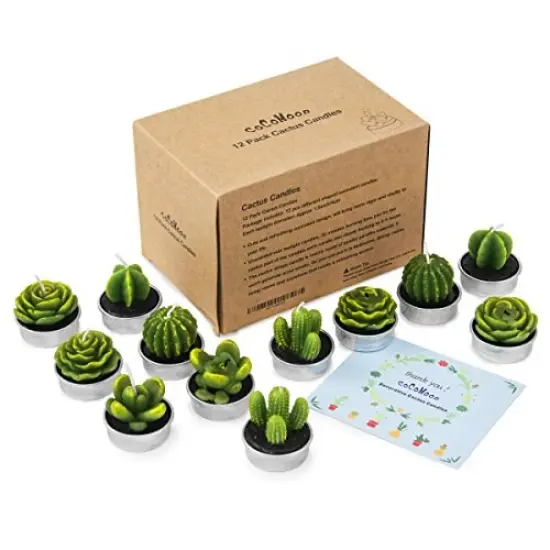 12 Pieces Cactus Tealight Candles,Handmade Delicate Succulent Cactus Candles for Party Wedding Spa Home Decoration Gifts {2}