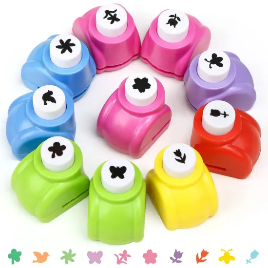 10 Pieces Craft Hole Punch Shapes Set,Shape Hole Punchers for Kids Great for School Crafting, Fun Projects and School Supplies with Bird, Bee, 4-Leaf Clove, Rose, Butterfly, etc {2}
