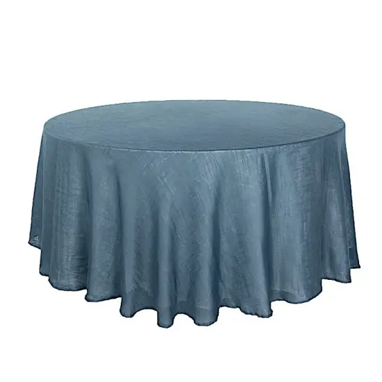 120" Round Faux Burlap Tablecloth Blue {1}