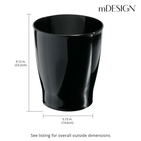 mDesign Small Round Bathroom 1.25 Gal. Trash Can Wastebasket {3}