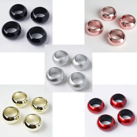 12-Pieces Acrylic Napkin Rings Set Silver {6}