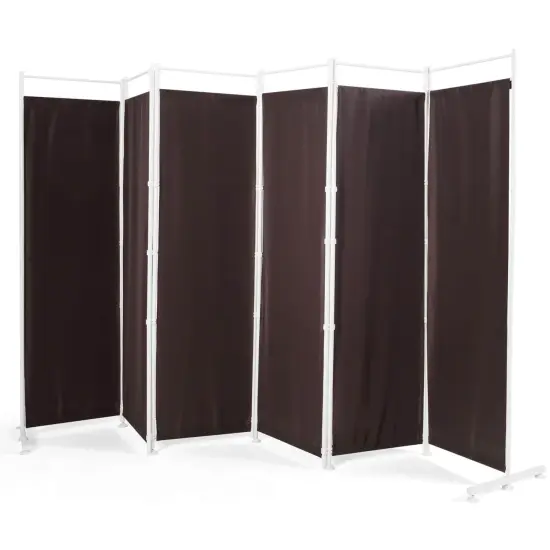6-Panel Room Divider Folding Privacy Screen Brown {1}