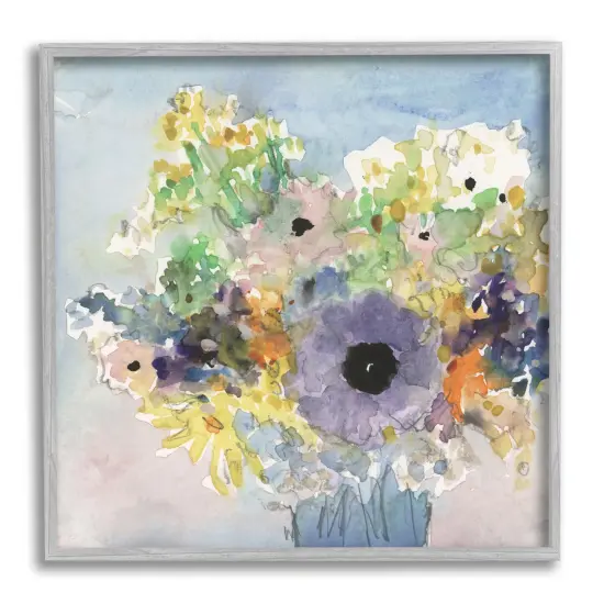 Stupell Industries Country Florals Watercolor Framed Giclee Art Gray Frame {1}