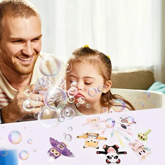 Valentines Day Cards for Kids Gifts - 32 Bubble Wands 32 Valentines Cards 80 Sticker Dots, Valentine's Day Party Favors, Animal Kids Vday Cards for School Valentines Classroom Exchange {2}