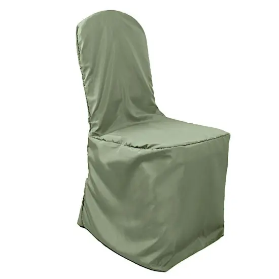 Set of 12 Polyester Banquet Chair Covers for Wedding Decor Eucalyptus green {1}