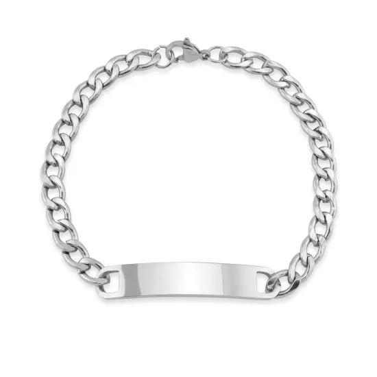 Stainless Steel Blank ID Curved Bar Bracelet {6}