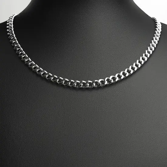 Stainless Steel Diamond Cut Curb Chain Necklace {5}
