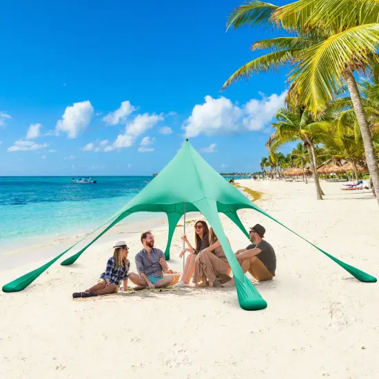 Beach Canopy Tent with UPF50+ Sun Protection and Shovel Green {2}