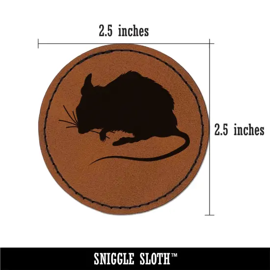 Mouse Solid Round Iron-On Engraved Faux Leather Patch Applique - 2.5" Brown {2}
