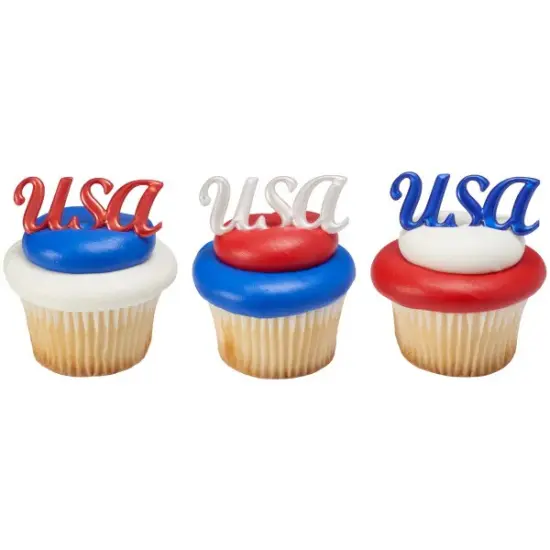 USA Independence Day Script Cupcake Layon themed Cupcake Cake Decorating 12 set {2}