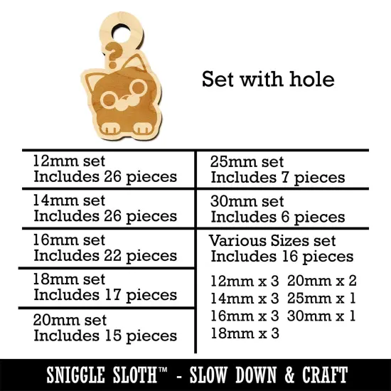 Round Cat Curious Mini Wood Shape Charms Jewelry DIY Craft {1}