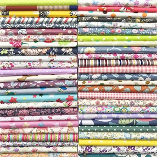 25 Piece Quilting Fabric, Misscrafts 8" x 8" (20cm x 20cm) Cotton Craft Fabric Bundle Patchwork Pre-Cut Quilt Squares for DIY Sewing Scrapbooking Quilting Dot Pattern {2}