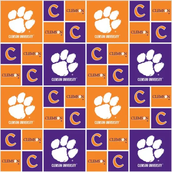 Sykel Enterprises-Clemson University Cotton Fabric-Clemson Tigers Geometric Cotton Quilting Fabric {1}