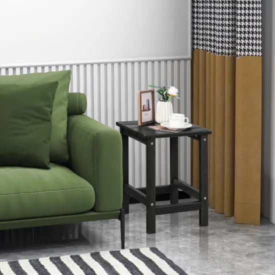 14 Inch Square Weather-Resistant Adirondack Side Table Black {1}