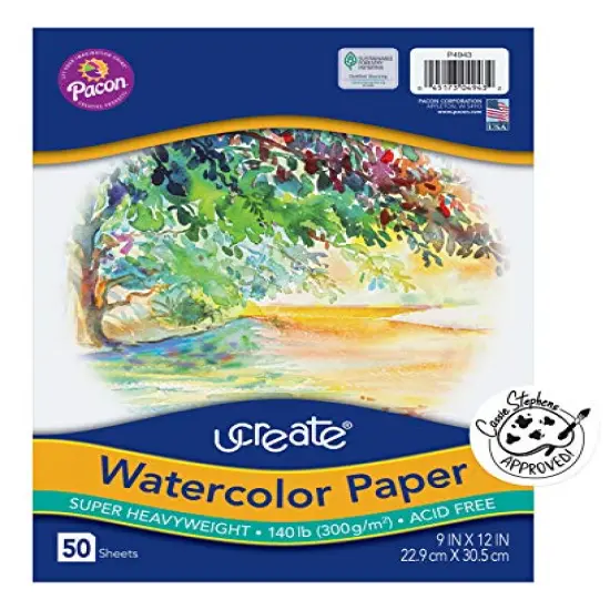 50 Sheets Watercolor Paper, Bulk, 140 Lb., White, 9" x 12" {2}
