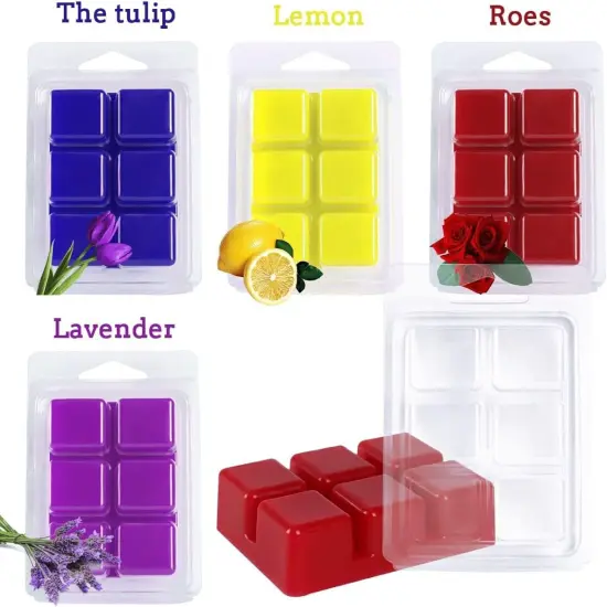 100 Packs Wax Melt Clamshells Molds, Clear Empty Plastic Cube Tray for Wickless Tarts Candles {4}