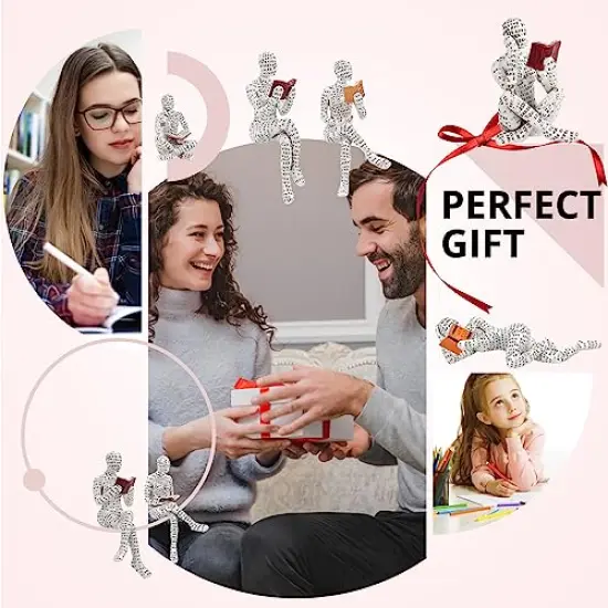 Home Decor Accents - Reading Woman Figurine Sculpture Thinker Statue - Modern Abstract Home Decor for Living Room, Office, Bedroom - Elegant and Aesthetic Decoration Statue 07 {3}