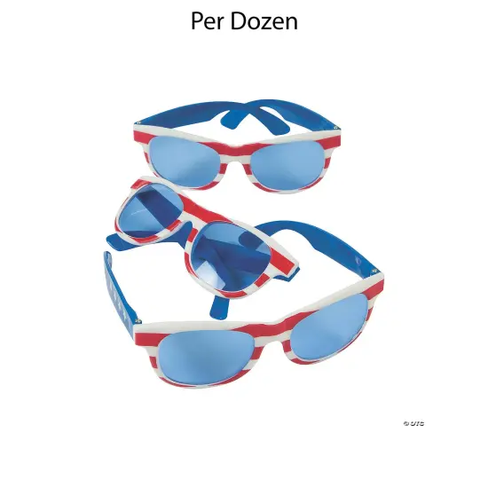 5 1/2" x 2" Kids Patriotic Sunglasses with Blue Lenses 12 Pieces {1}