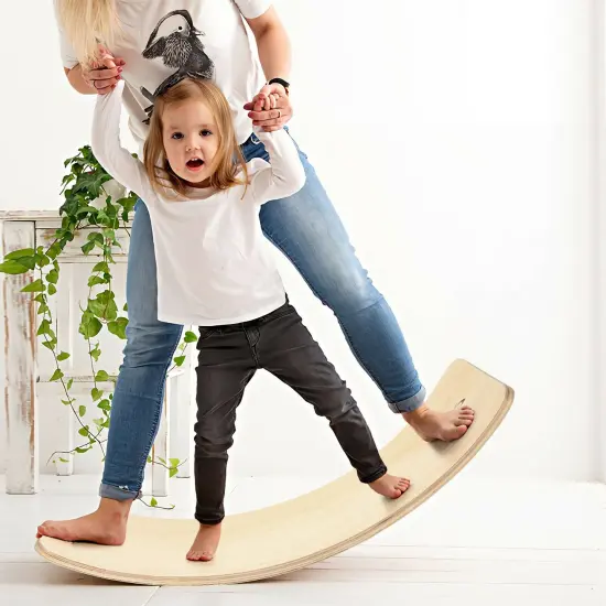 Wooden Wobble Balance Board Kids with Felt Layer-Natural {1}