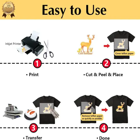 Gold Glitter Heat Transfer Paper for Inkjet Printer (20 Sheets, 8.5x11'') Printable Heat Transfer Vinyl for T Shirts Iron on Transfers for Light & Dark Fabrics {4}