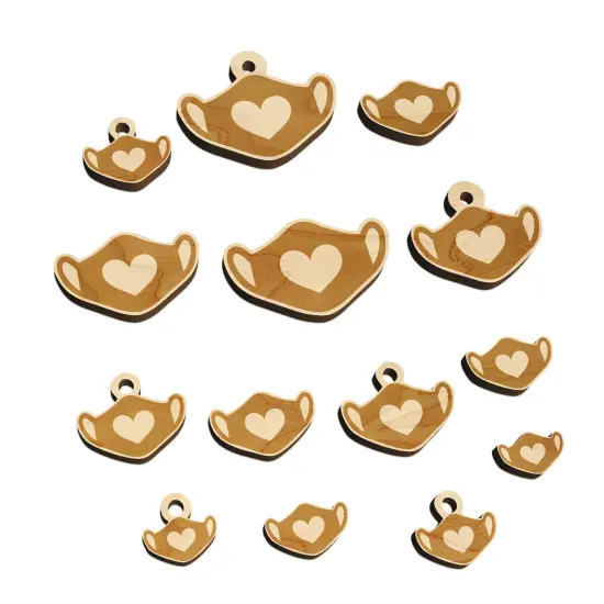 Caring Surgical Face Mask Heart Mini Wood Shape Charms Jewelry DIY Craft {7}
