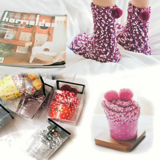 Kitcheniva Women Socks Soft Fluffy Cozy Casual Winter CUPCAKE Pink {5}