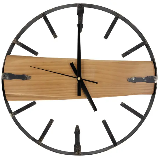 Northlight Rustic Metal Frame Wall Clock -15.75" - Black {1}