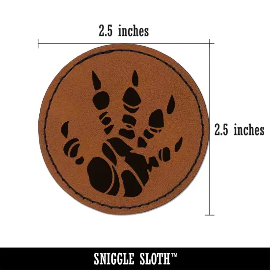 Dragon Claw Footprint Talon Round Iron-On Engraved Faux Leather Patch Applique - 2.5" Brown {3}