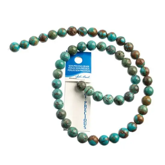 Earth's Jewel Semi-Precious 8mm Turquoise Natural Round Strung Bead {1}