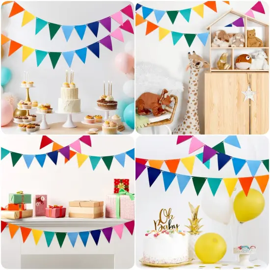 Wrapables Felt Multicolor Rainbow Pennant Banner for Birthday Parties, Baby Showers, Nurseries (Set of 3) {4}