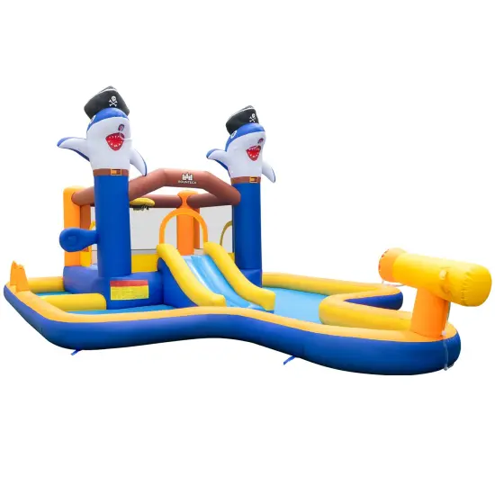 7-in-1 Water Slide Park With Splash Pool And Water Cannon Without Blower {3}
