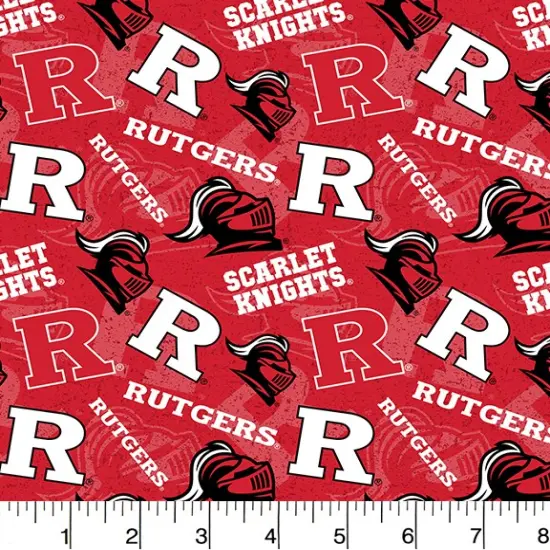 Sykel Enterprises-Rutgers University Cotton Fabric-Rutgers Scarlet Knights Tone On Tone Cotton Quilting Fabric {1}