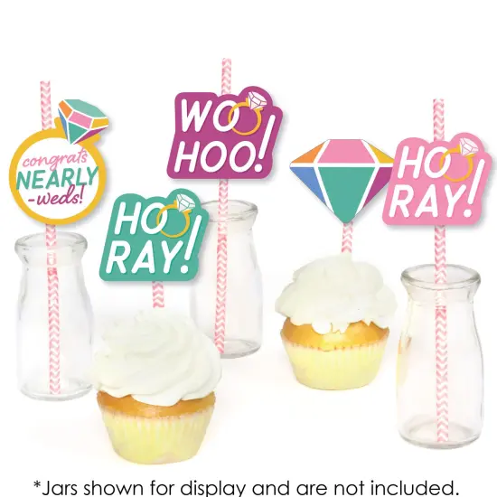 Big Dot of Happiness Just Engaged - Colorful - Paper Straw Decor - Engagement Party Striped Decorative Straws - Set of 24 {6}