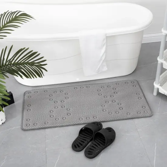 36 in. x 17 in. Non Skid Double Foam Bath Mat With 58 Suction Cups - 3 Colors White {2}