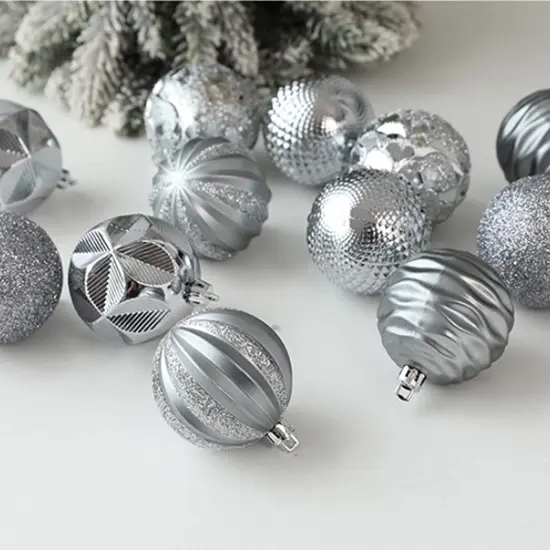 Christmas Tree Ornaments, 34PC Christmas Ball Decoration Silver {1}