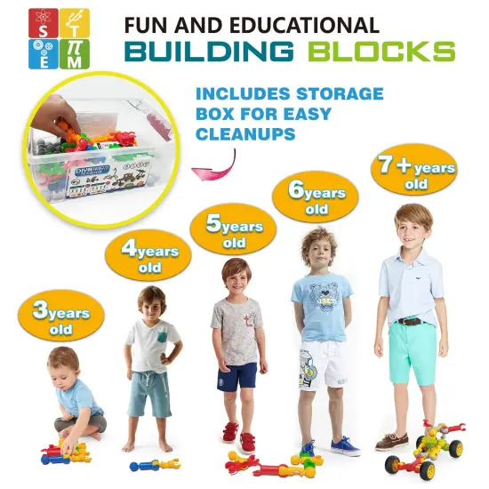 125 Pieces Educational Construction Engineering Building Blocks Kit for Ages 3 4 5 6 7 8 9 10 Year Old Boys and Girls,Best Gift for Kids Creative Games & Fun Activity {5}