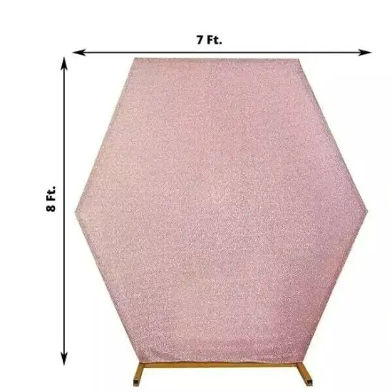 ROSE GOLD 8 ft Metallic Spandex Hexagon STAND COVER {5}