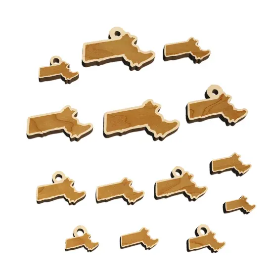 Massachusetts State Silhouette Mini Wood Shape Charms Jewelry DIY Craft {7}