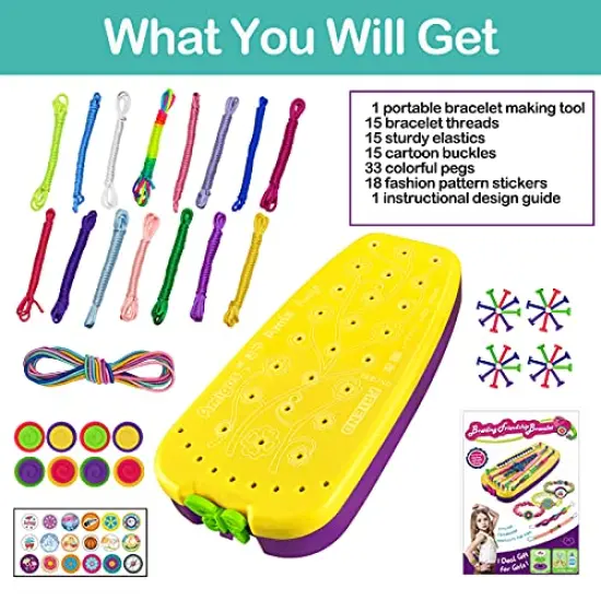 Bracelet Making Kit Toys, Ages 7 8 9 10 11 12 Year Old Girls Gifts Ideas, Birthday Present for Teen Girl, Arts and Crafts String Maker Tool, Bracelet DIY, Kids Travel Activity Set {1}