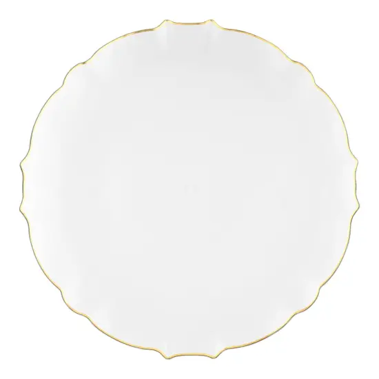 Clear with Gold Rim Round Lotus Plastic Dinner Plates - 10.25" (120 Plates) {2}
