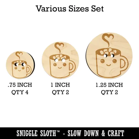 Cute Kawaii Hot Chocolate Wood Buttons for Sewing Knitting Crochet DIY Craft {1}